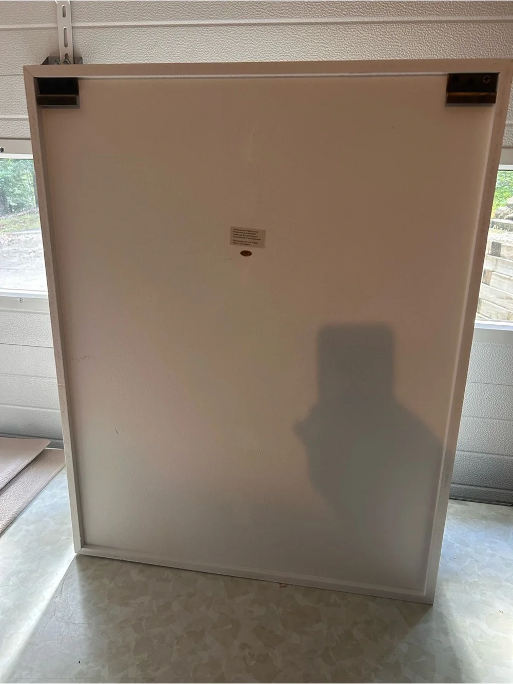 Kate and Laurel White Barn Door Bathroom Shelf with Black Hardware